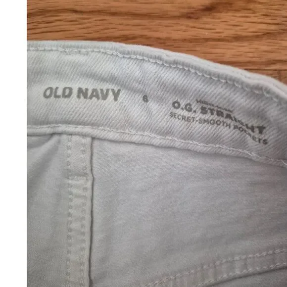 Old Navy O.G. Straight High-Waisted Secret Smooth White Jeans Size 6 Raw Hem - Picture 6 of 9